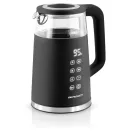 Vízforraló, Berdsen BD-707, 1700 ml, fekete, 1850-2200 W, fém/üveg ház, érintőpaneles hőfokbeállítás, melegen tartás 2 óráig, 360°-os talp, hőmérővel