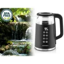 Vízforraló, Berdsen BD-707, 1700 ml, fekete, 1850-2200 W, fém/üveg ház, érintőpaneles hőfokbeállítás, melegen tartás 2 óráig, 360°-os talp, hőmérővel