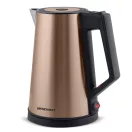 Vízforraló, Berdsen BD-708, 1700 ml, réz, 1850-2200 W, duplafalú, szárazonforrás elleni védelem, nem melegedő burkolat, melegen tartás 2 óráig, 360°-os talp