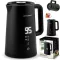 Vízforraló, Berdsen BD-709, 1700 ml, fekete, 1850-2200 W, duplafalú, érintőpaneles hőfokbeállítás, nem melegedő fogantyú, melegen tartás 2 óráig, 360°-os talp, hőmérővel