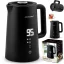 Vízforraló, Berdsen BD-709, 1700 ml, fekete, 1850-2200 W, duplafalú, érintőpaneles hőfokbeállítás, nem melegedő fogantyú, melegen tartás 2 óráig, 360°-os talp, hőmérővel