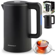   Vízforraló, Berdsen BD-710, 1700 ml, fekete, 1850-2200 W, duplafalú, szárazforralás elleni védelem, 360°-os talp, nem melegedő burkolat, kivehető vízkőszűrő