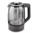 Vízforraló, Berdsen BD-711, 1700 ml, szürke, 1850-2200 W, érintőpaneles hőfokbeállítás, fém/üveg ház, 360°-os talp, szárazonforrás elleni védelem