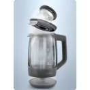 Vízforraló, Berdsen BD-711, 1700 ml, szürke, 1850-2200 W, érintőpaneles hőfokbeállítás, fém/üveg ház, 360°-os talp, szárazonforrás elleni védelem