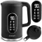 Vízforraló, Berdsen BD-712, 1700 ml, fekete-ezüst, 1850-2200 W, érintőpaneles hőfokbeállítás, fém ház, melegen tartás 3 óráig, duplafalú, 360°-os talp, hőmérővel