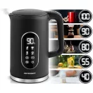 Vízforraló, Berdsen BD-712, 1700 ml, fekete-ezüst, 1850-2200 W, érintőpaneles hőfokbeállítás, fém ház, melegen tartás 3 óráig, duplafalú, 360°-os talp, hőmérővel