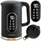 Vízforraló, Berdsen BD-712, 1700 ml, fekete-arany, 1850-2200 W, érintőpaneles hőfokbeállítás, fém ház, melegen tartás 3 óráig, duplafalú, 360°-os talp, hőmérővel
