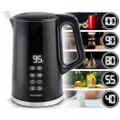 Vízforraló, Berdsen BD-713, 1700 ml, fekete-ezüst, 1850-2200 W, érintőpaneles hőfokbeállítás, duplafalú, acél ház, szárazonforrás elleni védelem, 360°-os talp, hőmérővel