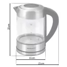 Vízforraló, Berdsen BD-714, 1700 ml, átlátszó, 1850-2200 W, érintőpaneles hőfokbeállítás, fém/üveg ház, szárazonforrás elleni védelem, 360°-os talp, hőmérővel