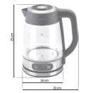 Vízforraló, Berdsen BD-715, 1800 ml, átlátszó, 1850-2200 W, érintőpaneles hőfokbeállítás, fém/üveg ház, szárazonforrás elleni védelem, 360°-os talp, hőmérővel