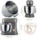 Konyhai robotgép, Berdsen BD-756, szürke/arany, 6 l, 1400 W, 3 az 1-ben, planetáris keverés, rozsdamentes acél tál, 6 sebességfokozat, impulzus mód (TE375602)