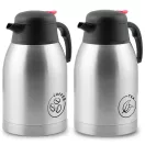 Termosz kancsó készlet, Berdsen BD-780, 2 x 2000 ml, 2 db, ezüst, rozsdamentes acél, duplafalú, meleg és hideg italokhoz, 12 órás hőmegtartás, kávéhoz és teához