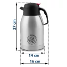 Termosz kancsó készlet, Berdsen BD-780, 2 x 2000 ml, 2 db, ezüst, rozsdamentes acél, duplafalú, meleg és hideg italokhoz, 12 órás hőmegtartás, kávéhoz és teához