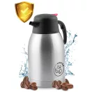 Termosz kancsó, Berdsen BD-780, 2000 ml, ezüst, rozsdamentes acél, duplafalú, meleg és hideg italokhoz, 12 órás hőmegtartás, kávéhoz