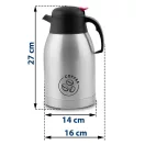 Termosz kancsó, Berdsen BD-780, 2000 ml, ezüst, rozsdamentes acél, duplafalú, meleg és hideg italokhoz, 12 órás hőmegtartás, kávéhoz