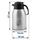 Termosz kancsó, Berdsen BD-780, 2000 ml, ezüst, rozsdamentes acél, duplafalú, meleg és hideg italokhoz, 12 órás hőmegtartás, teához