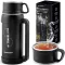 Termosz, Berdsen BD-781, 1500 ml, fekete, rozsdamentes acél, duplafalú, meleg és hideg italokhoz, 12 órás hőmegtartás