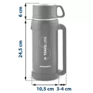 Termosz, Berdsen BD-781, 1500 ml, fekete, rozsdamentes acél, duplafalú, meleg és hideg italokhoz, 12 órás hőmegtartás