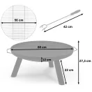 Kerti tűzrakó, Berdsen BD-881, fekete, átmérő: 60 cm, magasság: 27,5 cm, acél lemez, 42 cm piszkavas