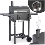   Faszenes grill, Berdsen BD-892, antracit, acél, 110 x 96 x 35 cm, kétrészes öntöttvas rács: 42 x 31,5 cm, kerekek