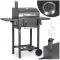 Faszenes grill, Berdsen BD-892, antracit, acél, 110 x 96 x 35 cm, kétrészes öntöttvas rács: 42 x 31,5 cm, kerekek