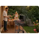 Faszenes grill, Berdsen BD-892, antracit, acél, 110 x 96 x 35 cm, kétrészes öntöttvas rács: 42 x 31,5 cm, kerekek