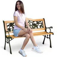   Kerti pad, Sofotel Gardi Rose, rózsa mintás, 123,5 x 74 x 48 cm, park stílusú, háttámlával, lakkozott fa, öntöttvas váz, 2 személyes