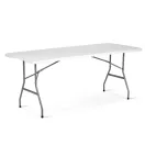 Sörpad szett, Plonos, fehér, 180 cm, acél keret, HDPE műanyag felület, összecsukható, 3 db, asztal és 2 pad