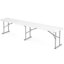 Sörpad szett, Plonos, fehér, 180 cm, acél keret, HDPE műanyag felület, összecsukható, 3 db, asztal és 2 pad