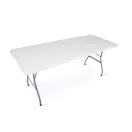 Sörpad szett, Plonos, fehér, 180 cm, acél keret, HDPE műanyag felület, összecsukható, 3 db, asztal és 2 pad