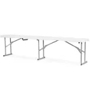 Sörpad szett, Plonos, fehér, 180 cm, acél keret, HDPE műanyag felület, összecsukható, 3 db, asztal és 2 pad