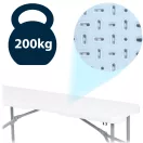 Sörpad szett, Plonos, fehér, 180 cm, acél keret, HDPE műanyag felület, összecsukható, 3 db, asztal és 2 pad