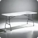 Sörpad szett, Plonos, fehér, 180 cm, acél keret, HDPE műanyag felület, összecsukható, 3 db, asztal és 2 pad