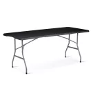 Sörpad szett, Plonos, fekete, 180 cm, acél keret, HDPE műanyag felület, összecsukható, 3 db, asztal és 2 pad