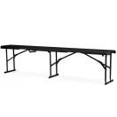 Sörpad szett, Plonos, fekete, 180 cm, acél keret, HDPE műanyag felület, összecsukható, 3 db, asztal és 2 pad