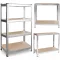 Műhelypolc, Plonos 470000, ezüst, 150 x 75 x 30 cm, 4 polcos, acél, MDF polclapok, állítható polcmagasság, teherbírás: 135 kg/polc