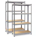 Műhelypolc szett, Plonos PL-701, ezüst, 174 x 80 x 40 cm, 4 polcos, acél, MDF polclapok, állítható polcmagasság, teherbírás: 150 kg/polc, 2 db-os szett