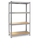 Műhelypolc szett, Plonos PL-701, ezüst, 174 x 80 x 40 cm, 4 polcos, acél, MDF polclapok, állítható polcmagasság, teherbírás: 150 kg/polc, 2 db-os szett