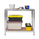 Műhelypolc szett, Plonos PL-701, ezüst, 174 x 80 x 40 cm, 4 polcos, acél, MDF polclapok, állítható polcmagasság, teherbírás: 150 kg/polc, 2 db-os szett