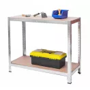 Műhelypolc szett, Plonos PL-702, ezüst, 180 x 90 x 40 cm, 4 polcos, acél, MDF polclapok, állítható polcmagasság, teherbírás: 150 kg/polc, 2 db-os szett