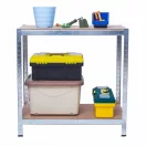 Műhelypolc, Humberg HR-812, ezüst, 180 × 90 × 40 cm, 5 polcos, acél, MDF polclapok, állítható polcmagasság, teherbírás: 175 kg/polc