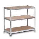 Műhelypolc, Humberg HR-815, ezüst, 222 x 110 x 50 cm, 6 polcos, acél, MDF polclapok, állítható polcmagasság, teherbírás: 150 kg/polc