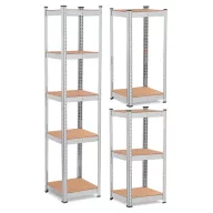   Műhelypolc, Humberg 4819, ezüst, 180 x 40 x 40 cm, 5 polcos, acél, MDF polclapok, állítható polcmagasság, teherbírás: 100 kg/polc