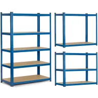   Műhelypolc, Humberg 4842, kék, 150 x 75 x 30 cm, 5 polcos, acél, MDF polclapok, állítható polcmagasság, teherbírás: 125 kg/polc