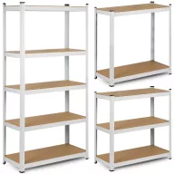   Műhelypolc, Humberg 4844, fehér, 180 x 90 x 30 cm, 5 polcos, acél, MDF polclapok, állítható polcmagasság, teherbírás: 175 kg/polc