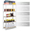Műhelypolc, Humberg 4847, fehér, 180 x 90 x 40 cm, 5 polcos, acél, MDF polclapok, állítható polcmagasság, teherbírás: 175 kg/polc