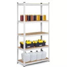 Műhelypolc, Humberg 4847, fehér, 180 x 90 x 40 cm, 5 polcos, acél, MDF polclapok, állítható polcmagasság, teherbírás: 175 kg/polc