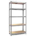 Műhelypolc, Humberg 4849, ezüst, 180 x 100 x 50 cm, 5 polcos, acél, MDF polclapok, állítható polcmagasság, teherbírás: 175 kg/polc