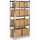 Műhelypolc, Humberg HR-853, ezüst, 183 x 90 x 40 cm, 5 polcos, acél, MDF polclapok, állítható polcmagasság, teherbírás: 265 kg/polc