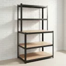 Műhelypolc, Humberg HR-855, fekete, 180 x 100 x 60 cm, 5 polcos, acél, MDF polclapok, állítható polcmagasság, teherbírás: 265 kg/polc